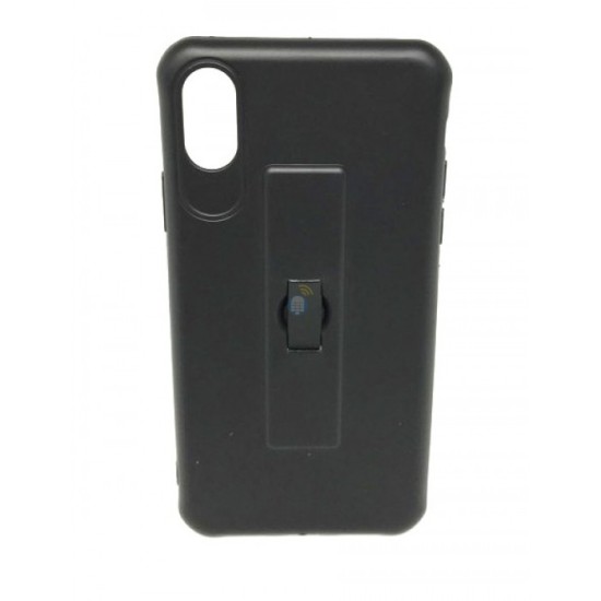 CAPA DE SILICONE MOTOMO COM ANEL DE DEDO PARA IPHONE X PRETO